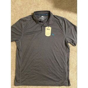 Tommy Bahama Men's Polo Shirt Heather Grey Polyester UPF 30 $99.50 Size Medium